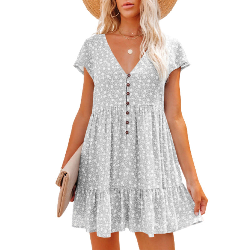 Damen Sommerliches Wickelkleid mit floralem Design und Knopfdetail Stalluxe