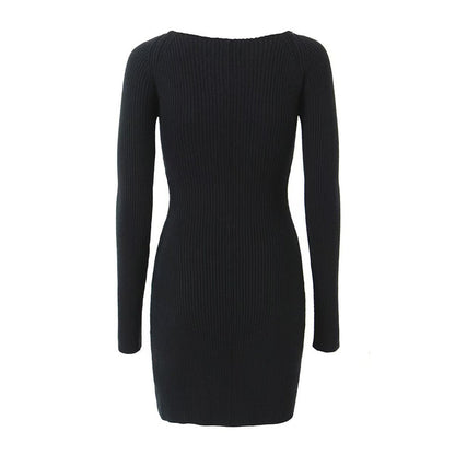 Damen figurbetontes Rippkleid mit Cut-Out-Details und langen Ärmeln Stalluxe
