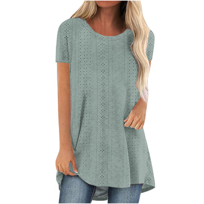 Damen Lässiges Lochmuster Tunika-Shirt Stalluxe