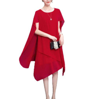 Damen asymmetrisches Chiffonkleid mit fließendem Schnitt Stalluxe