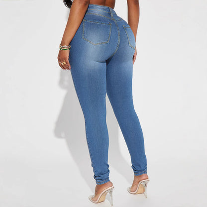 Damen hoch taillierte figurbetonte Jeans mit lässigem Look Stalluxe