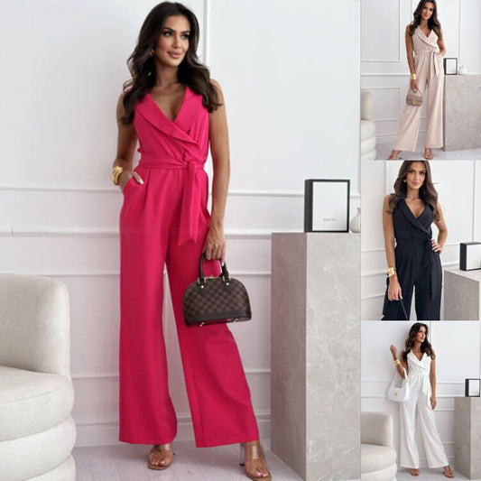 Damen eleganter Jumpsuit mit Wickeldesign und tailliertem Schnitt Stalluxe
