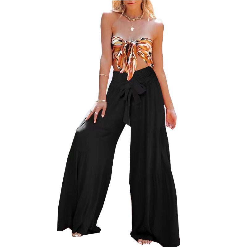 Damen Weitgeschnittene Sommerhose mit elastischem Bund und seitlichem Kordelzug Stalluxe