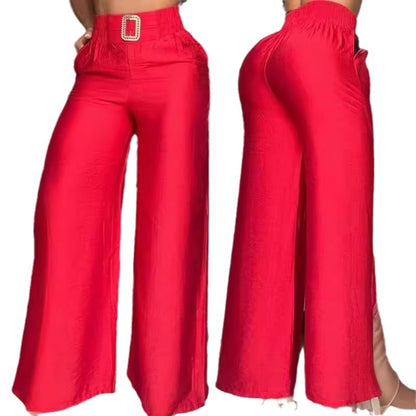 Damen Weite High-Waist-Hosen mit edlem Gürtel-Detail Stalluxe