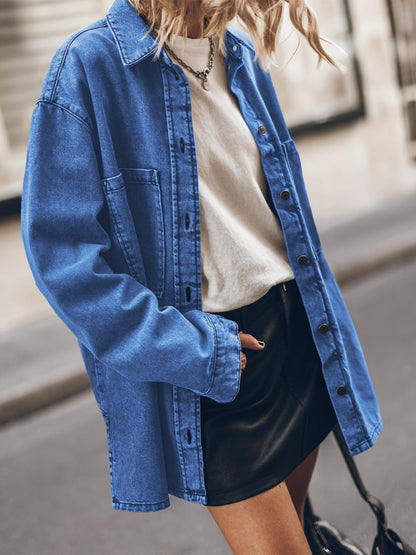 Damen Oversized Denimjacke mit moderner Waschung und praktischen Taschen Stalluxe
