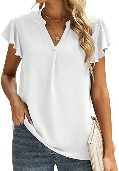 Damen Bluse mit Rüschendetails und V-Ausschnitt Stalluxe