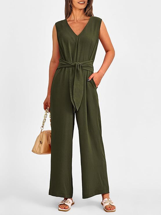 Damen eleganter Jumpsuit mit tailliertem Schnitt und weitem Bein Stalluxe