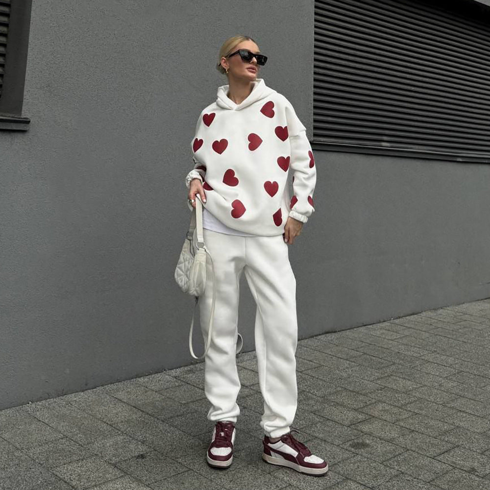 Damen Hoodie mit Herzmotiven und bequemen Schnitt Stalluxe