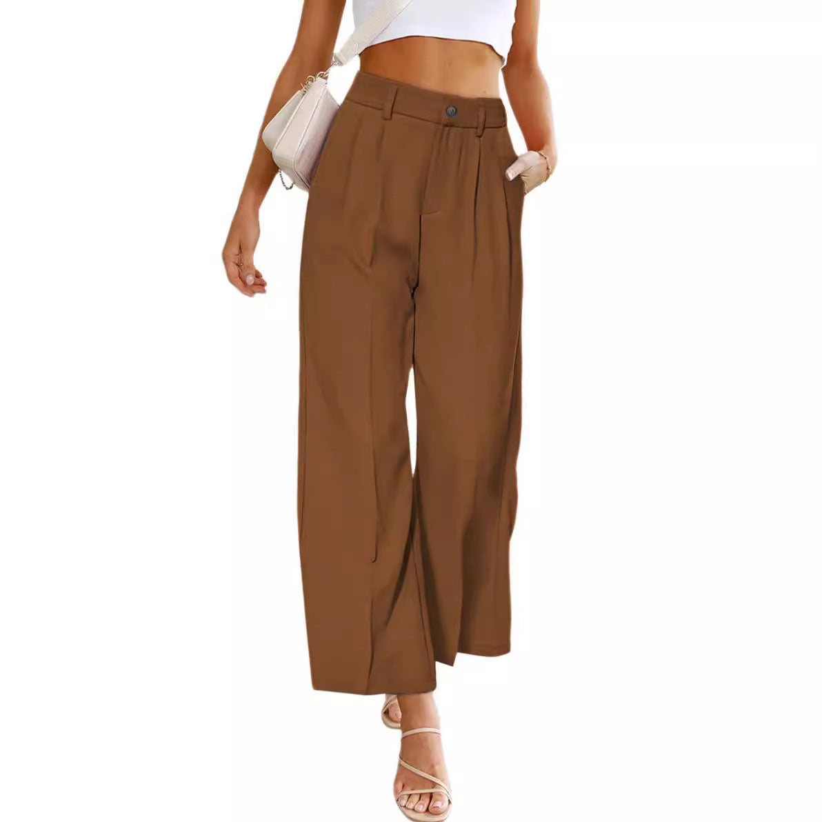 Damen Weit geschnittene Hochbundhose mit Falten und eleganter Passform Stalluxe