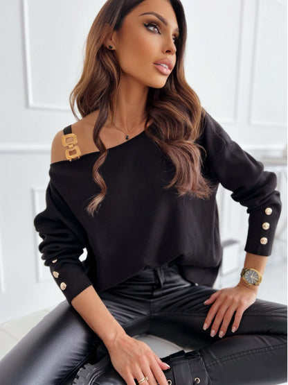 Damen Oversized Pullover mit asymmetrischem Schnitt und raffinierten Details Stalluxe