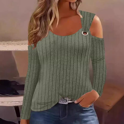 Damen elegantes Oberteil mit Off-Shoulder-Design und dekorativen Riemen Stalluxe