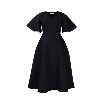 Damen Wickelkleid mit fließendem Schnitt und voluminösen Ärmeln Stalluxe