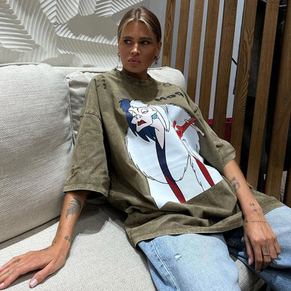 Damen Oversized T-Shirt mit einzigartigem Grafikdruck Stalluxe