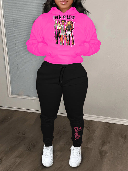 Damen Hoodie und Jogginghose Set mit inspirierendem Barbie-Motiv Stalluxe