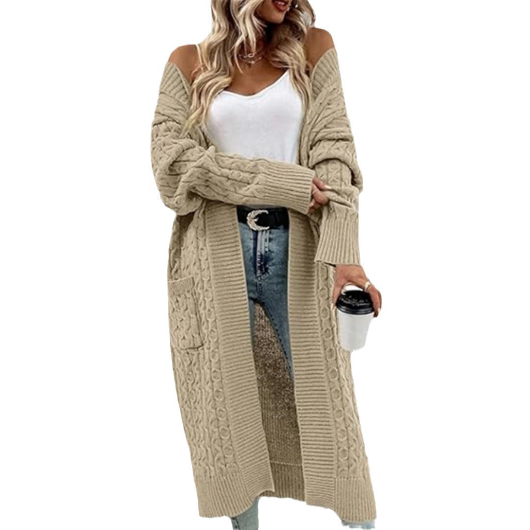 Damen Strickjacke mit grobem Zopfdesign und praktischen Taschen Stalluxe