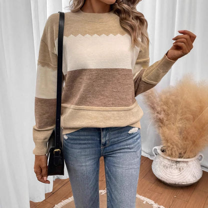 Damen gemütlicher Pullover mit modernem Blockstreifen-Design Stalluxe