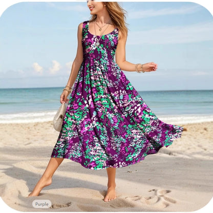 Damen Maxikleid mit verspieltem Blumendesign und weitem Rockabfall Stalluxe