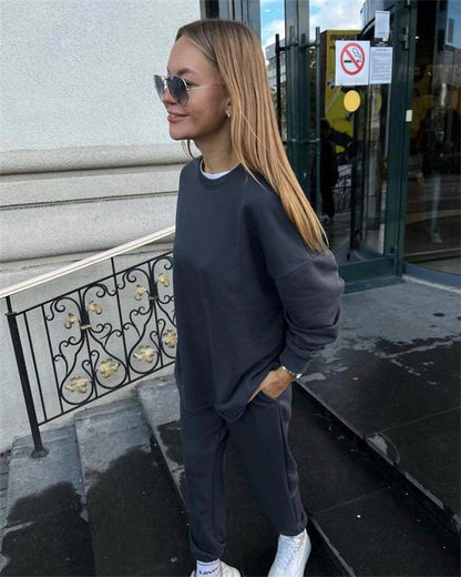 Damen Bequemer Oversize-Sweatshirt- und Lounge-Hosen-Set Stalluxe