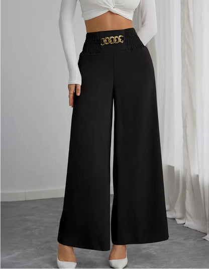 Damen Weit geschnittene Palazzo-Hose mit dekorativem Bund Stalluxe