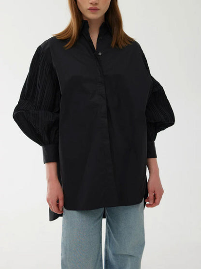 Damen Oversized Hemdbluse mit innovativen Rüschendetails Stalluxe