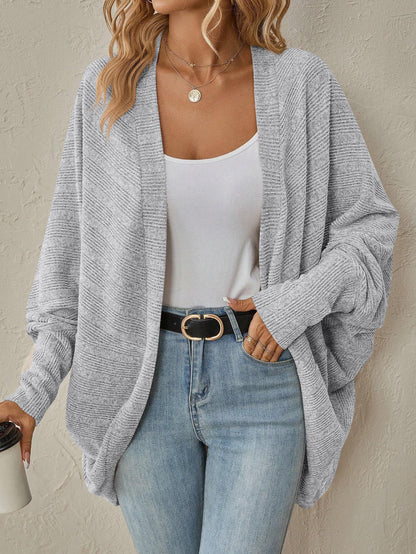 Damen lässige Strickjacke mit offenem Schnitt und modernem Texturmuster Stalluxe