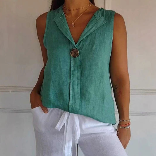 Damen Leichte Leinenbluse mit eleganter Knopfleiste Stalluxe