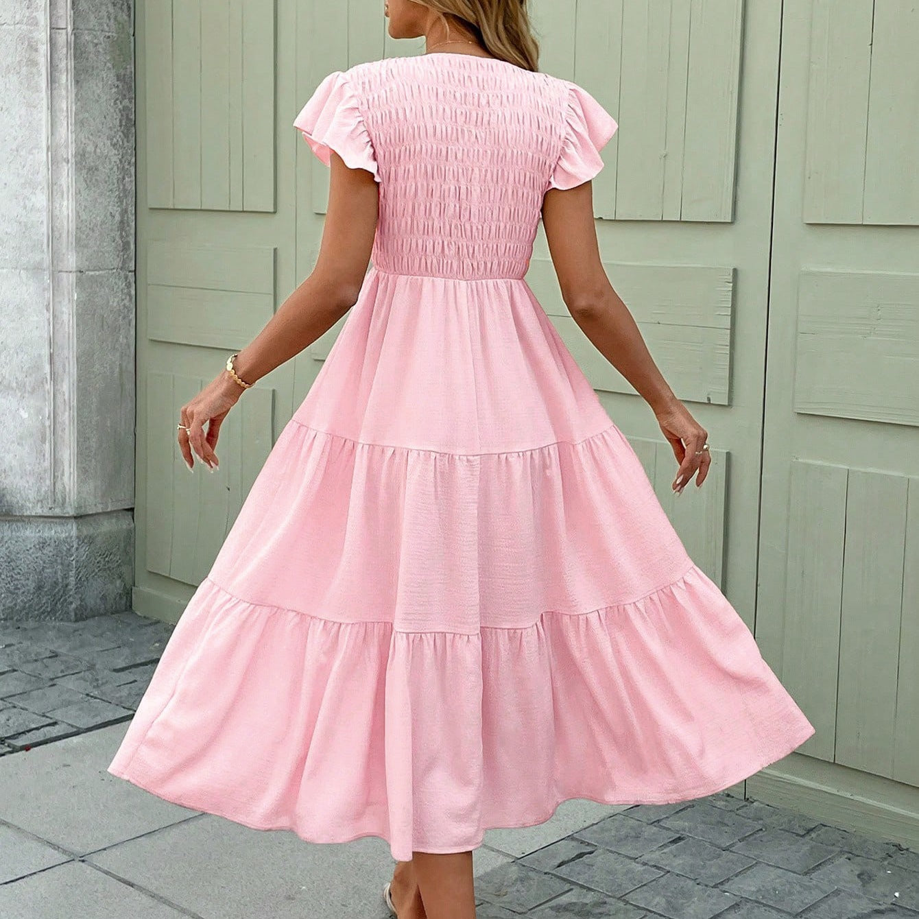 Damen Sommerliches Maxikleid mit Rüschendetails und elastischem Oberteil Stalluxe