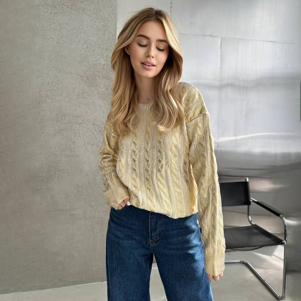 Damen Grobstrickpullover mit detailliertem Zopfmuster und oversized Schnitt Stalluxe