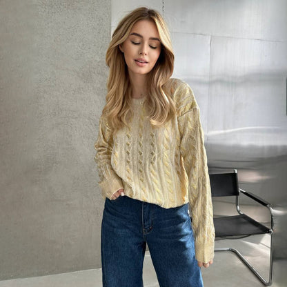 Damen Grobstrickpullover mit detailliertem Zopfmuster und oversized Schnitt Stalluxe