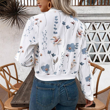 Damen Bomberjacke mit floralem Design und elastischen Bündchen Stalluxe
