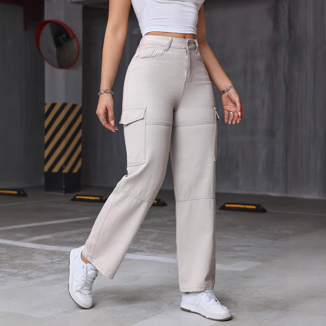 Damen Cargo-Jeans mit weitem Bein und praktischen Seitentaschen Stalluxe