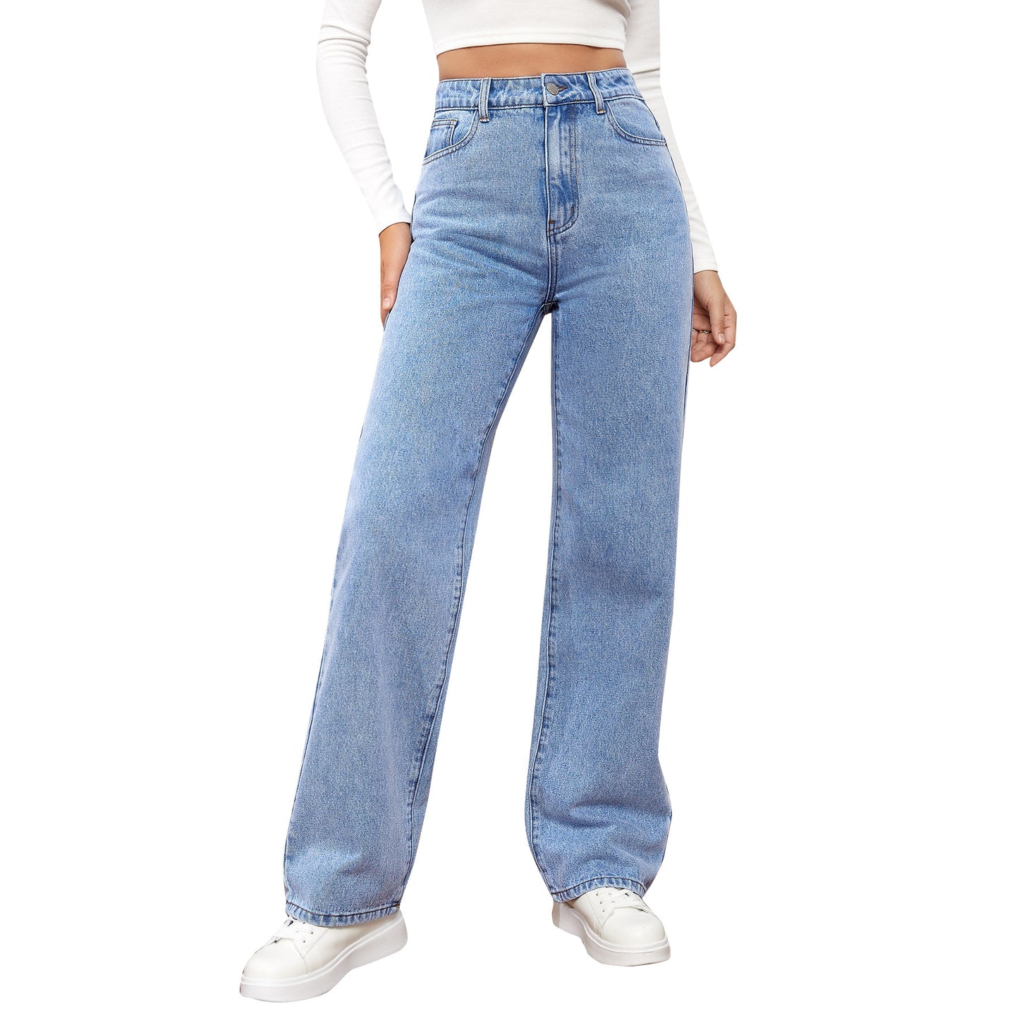 Damen Weit geschnittene Jeans mit hohem Bund und stylischem Schnitt Stalluxe
