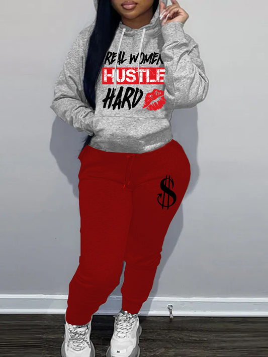 Damen Hoodie- und Jogginghose-Set mit motivierendem Schriftzug Stalluxe