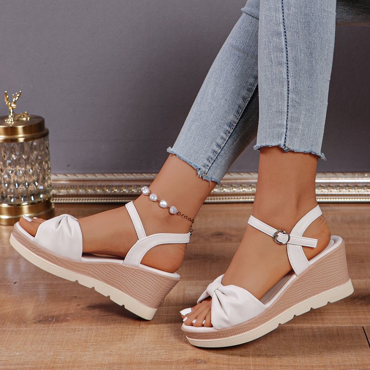 Damen Wedge-Sandalen mit elegantem Knoten und bequemem Fußbett Stalluxe