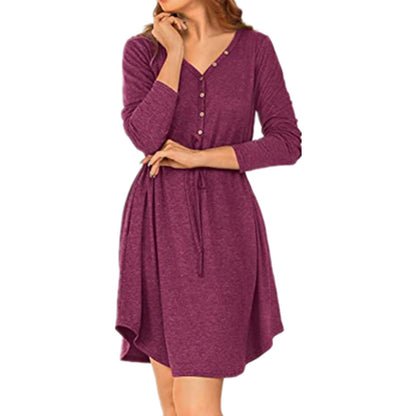 Damen lässiges Wickelkleid mit Knopfdetails und Taillenzug Stalluxe