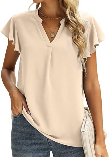 Damen Bluse mit Rüschendetails und V-Ausschnitt Stalluxe