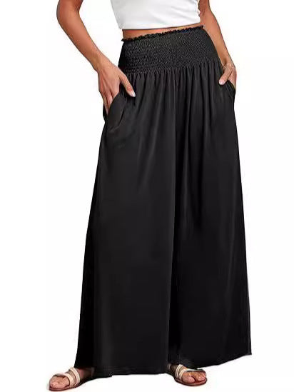 Damen weite Sommerhose mit elastischem Bund und seitlichen Taschen Stalluxe