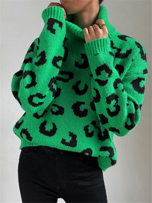 Damen Stehkragen Pullover mit Leopardenmuster Stalluxe