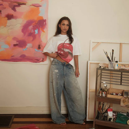 Damen Grafik T-Shirt mit kreativem Kirschmotiv Stalluxe