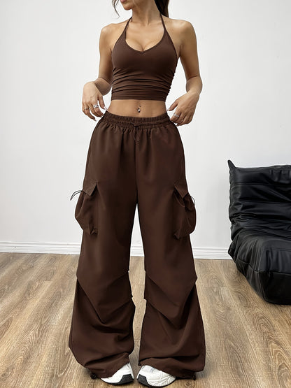 Damen Weit geschnittene Cargo-Hose mit stylischen Details Stalluxe