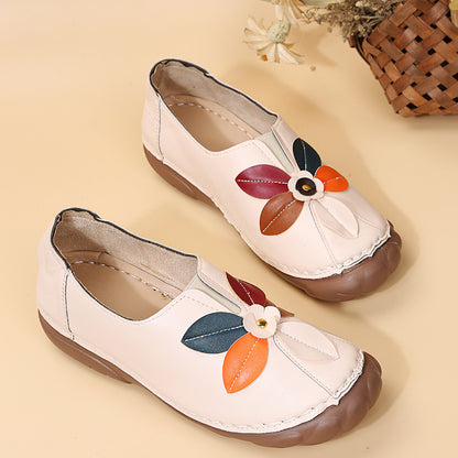 Damen bequeme Ballerinas mit floralem Design und elastischem Riemen Stalluxe