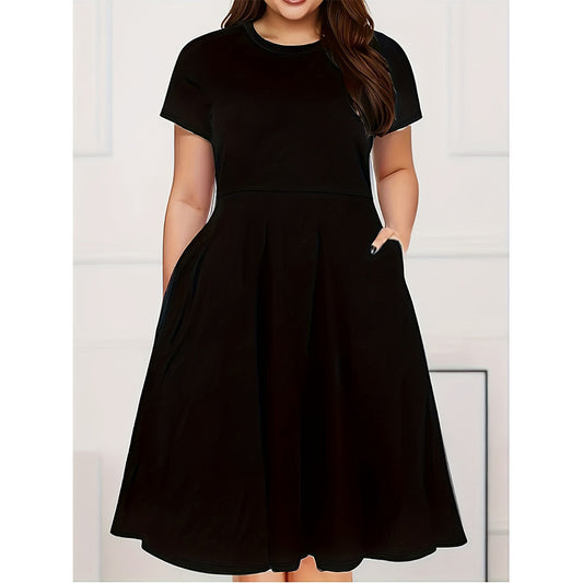 Damen Midi-Kleid mit Seitentaschen und schwingendem Rock Stalluxe