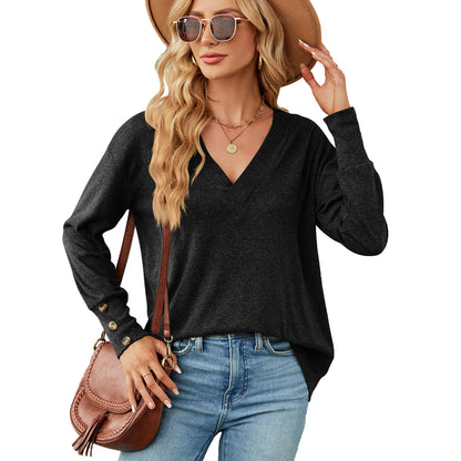 Damen oversized V-Ausschnitt Pullover mit modischen Knopfdetails Stalluxe