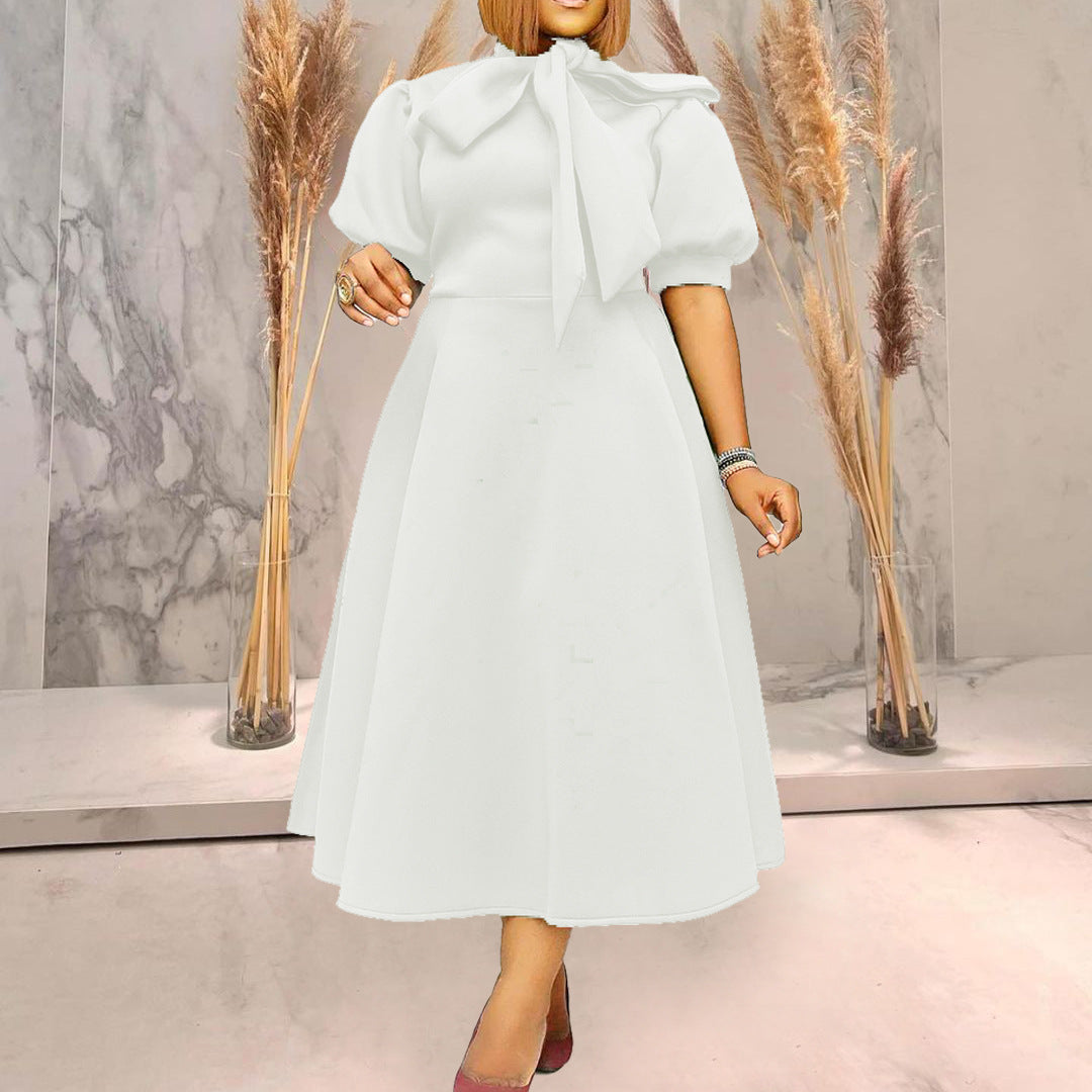 Damen Midikleid mit Schleifenkragen Stalluxe