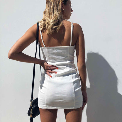 Damen Midikleid mit Reißverschluss und verstellbaren Trägern Stalluxe