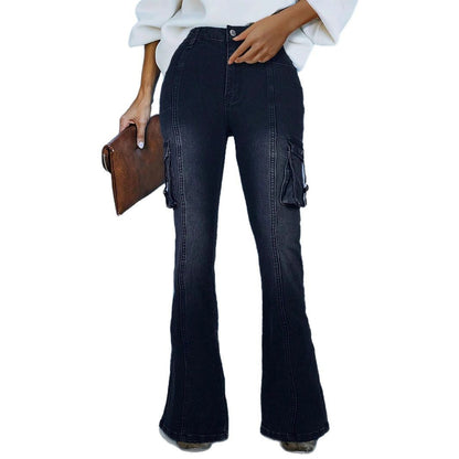 Damen Bootcut Cargo-Jeans mit hohem Taillenbund und praktischen Taschen Stalluxe