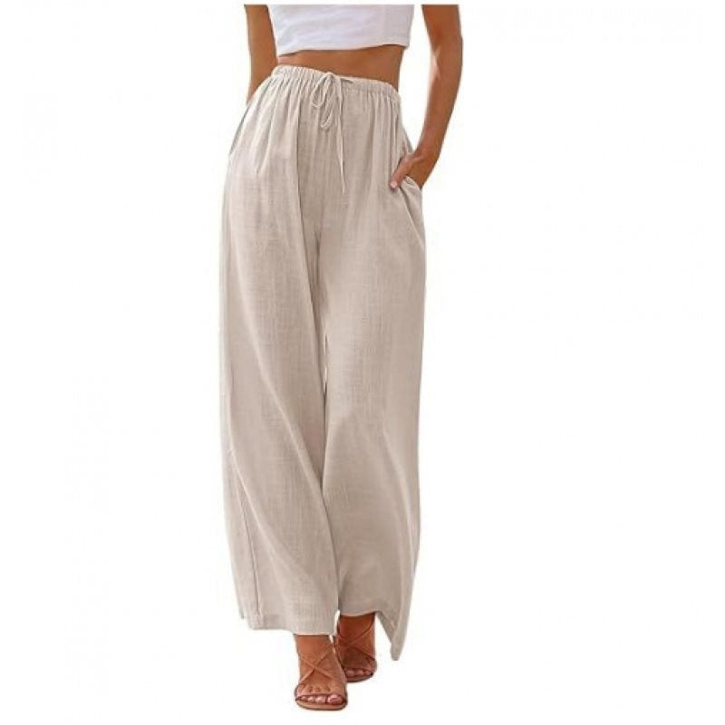 Damen Weite Palazzo-Hose mit elastischem Bund und seitlichen Taschen Stalluxe