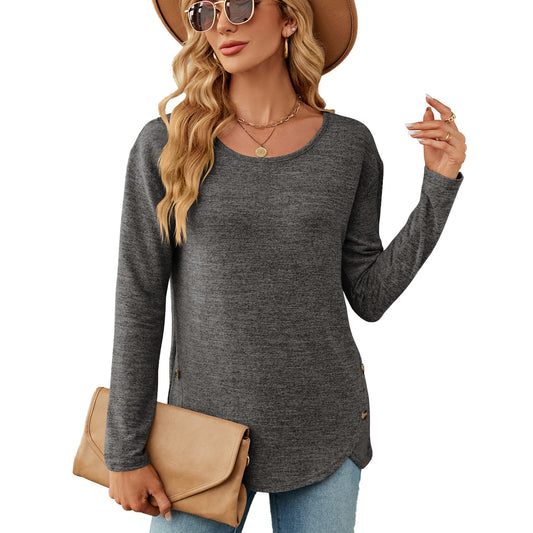 Damen lässiges Longsleeve Oberteil mit modernen Knopfdetails Stalluxe