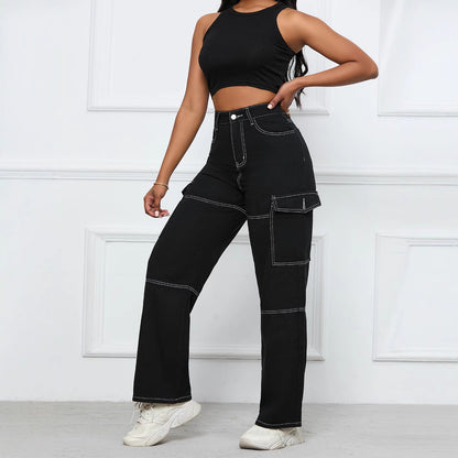 Damen Cargo-Jeans mit weitem Schnitt und praktischen Taschen Stalluxe