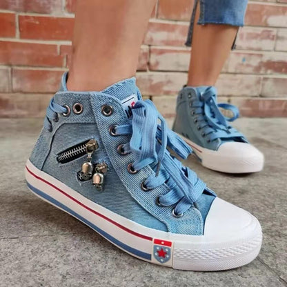 Damen Hohe Sneakers im modernen Used-Look mit modischen Reißverschlussdetails Stalluxe